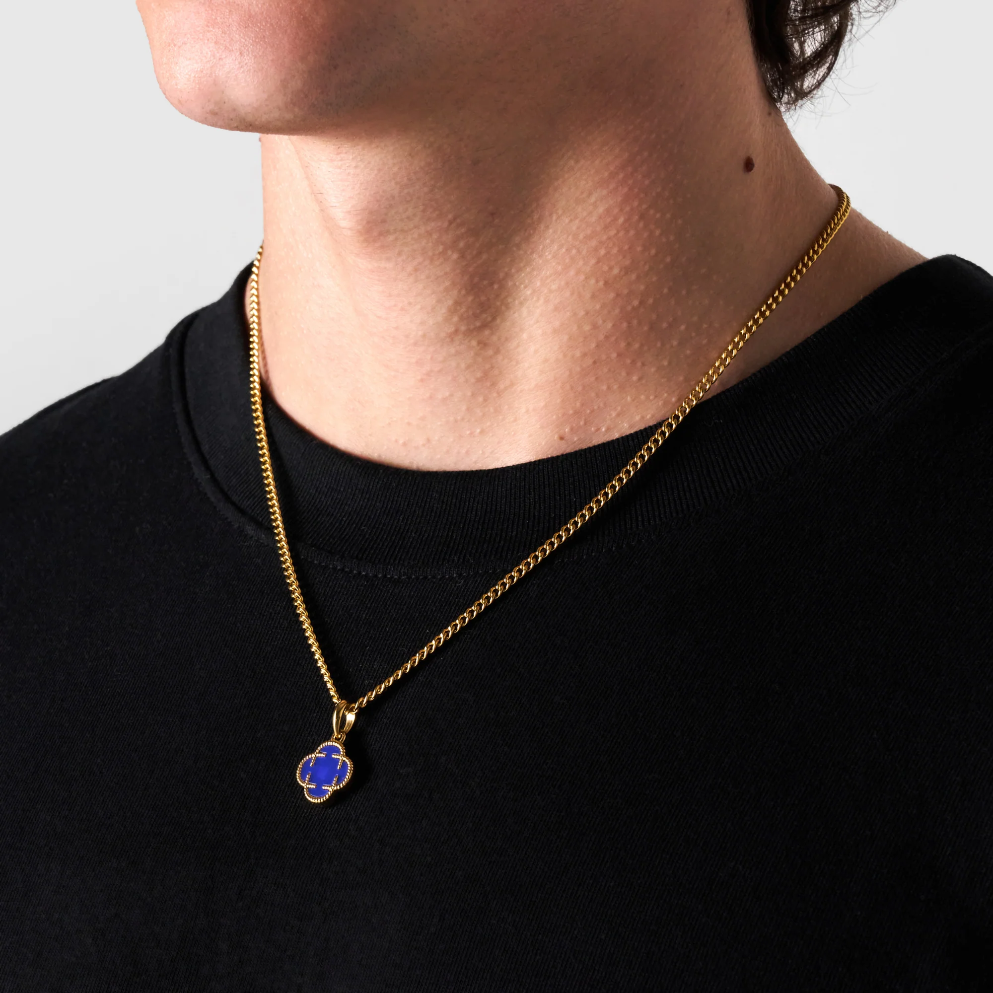 Blue Clover Stone Pendant (Gold) - Image 6