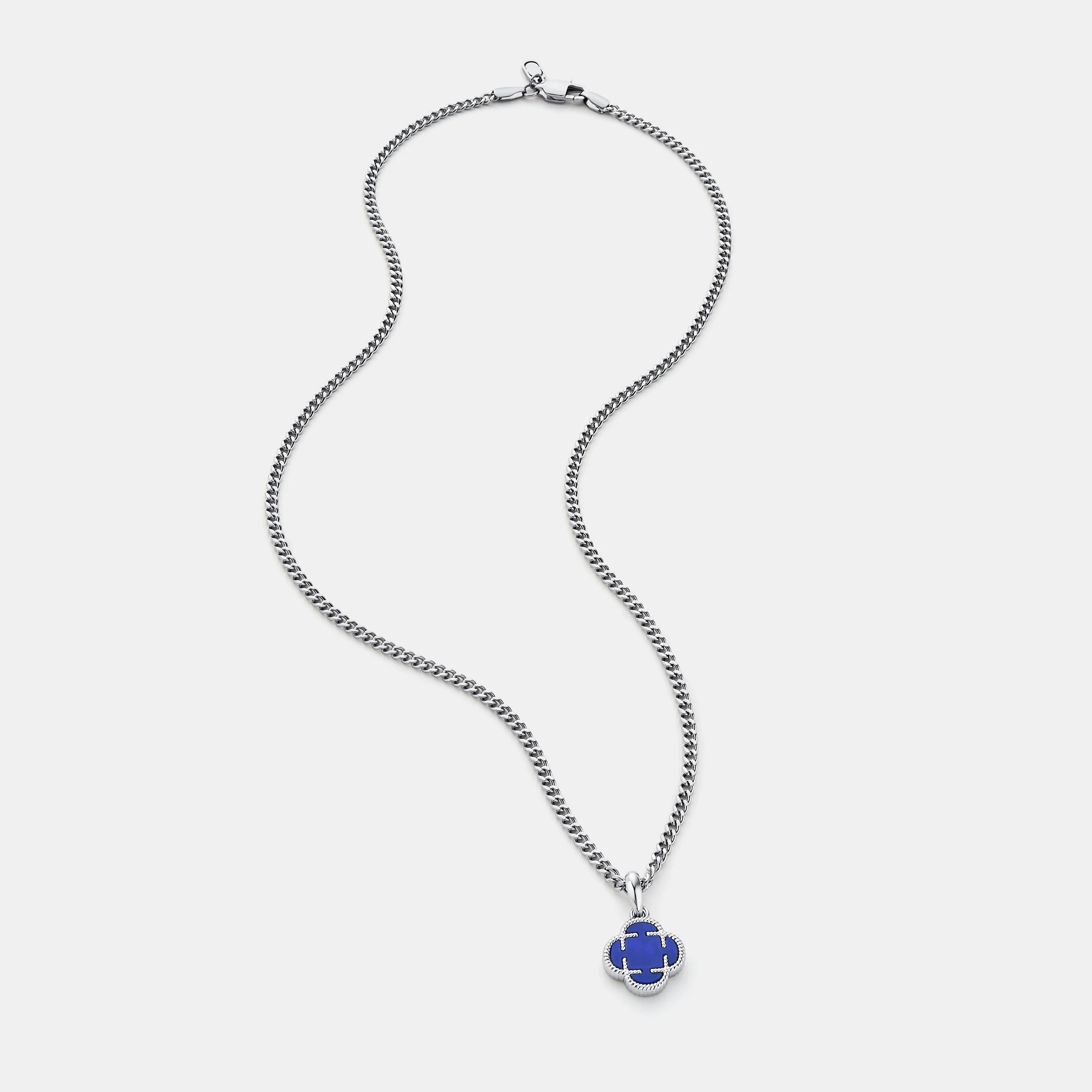 Blue Clover Stone Pendant (Silver) - Image 5