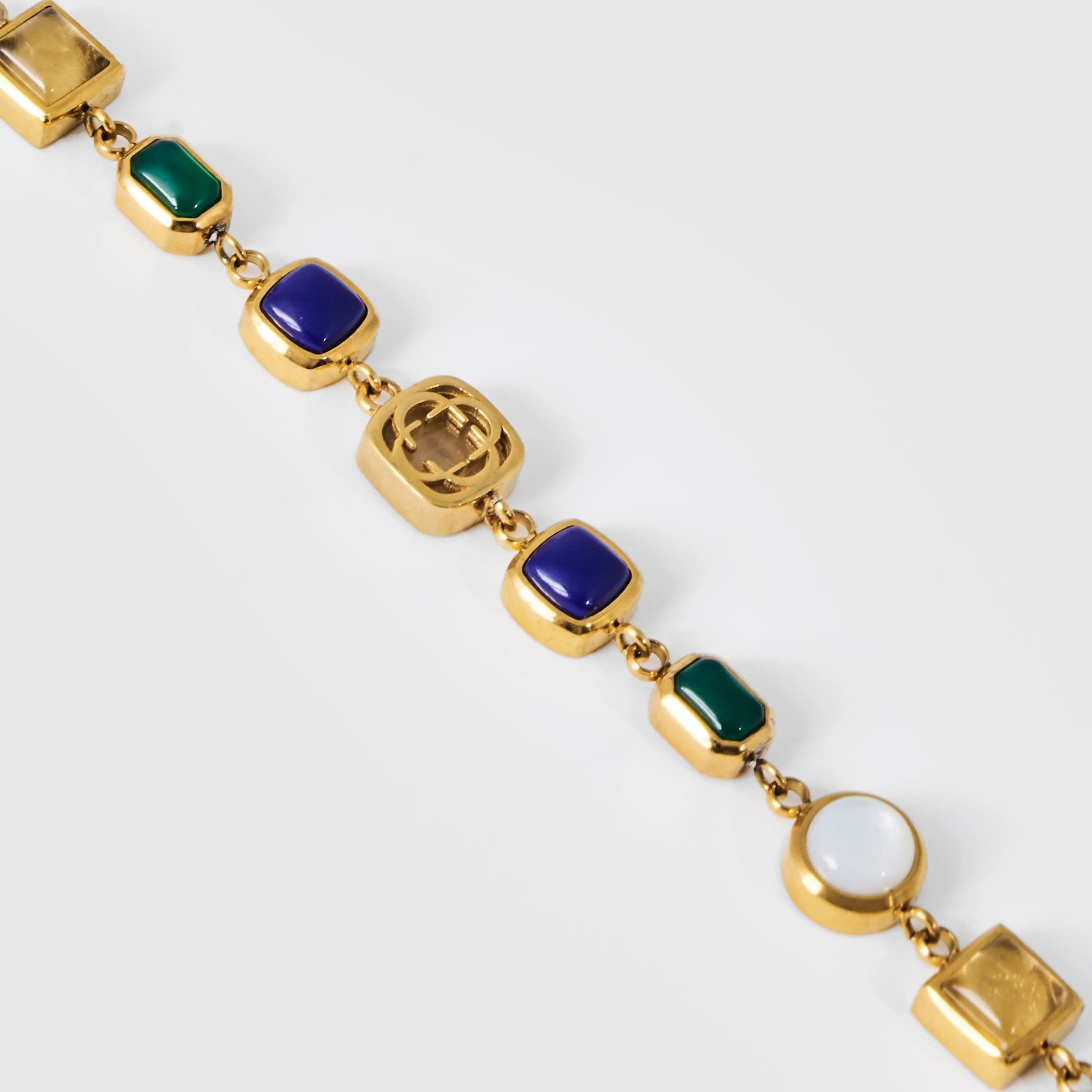 Blue Crystal Gemstone Bracelet (Gold) - Image 5