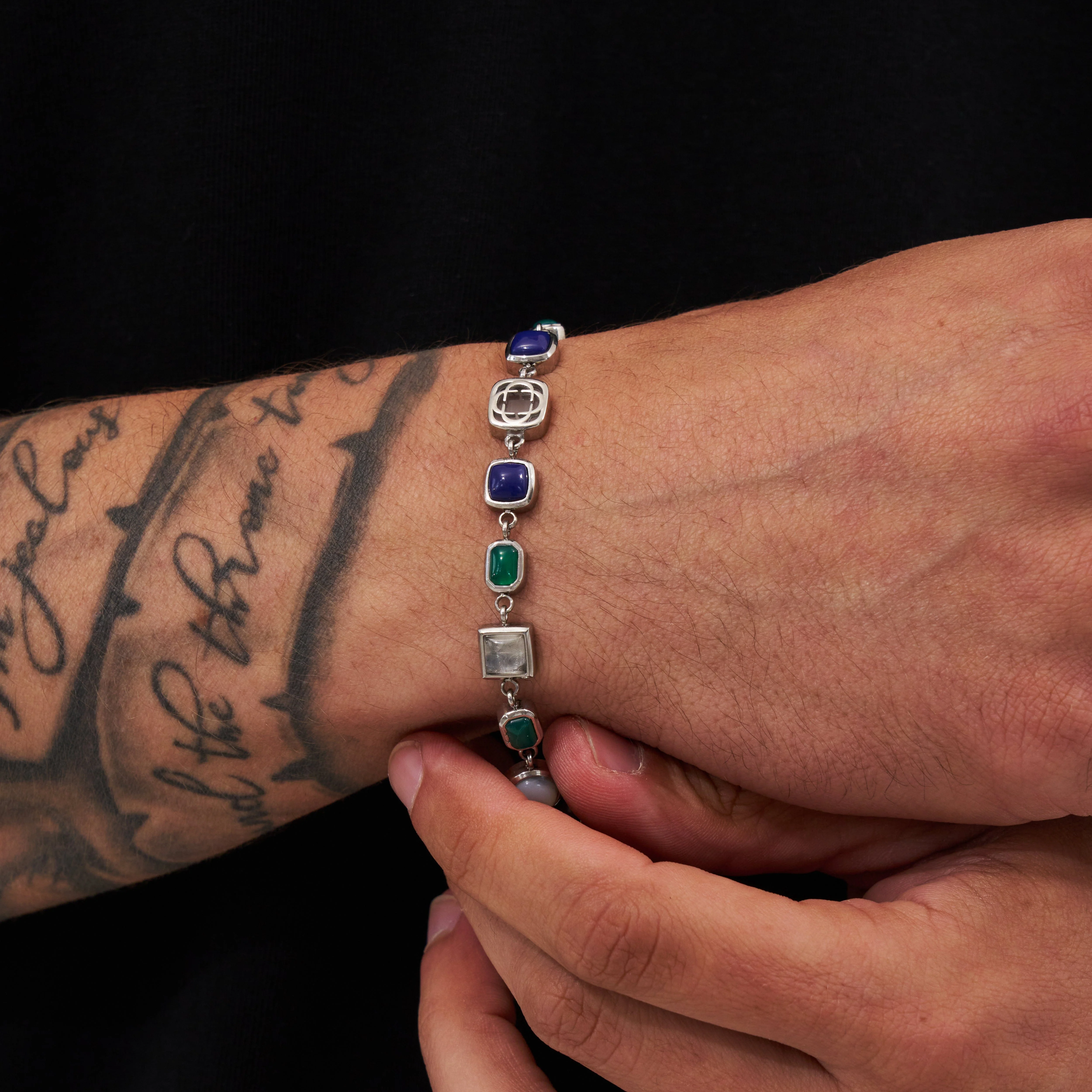 Blue Crystal Gemstone Bracelet (Silver) - Image 3