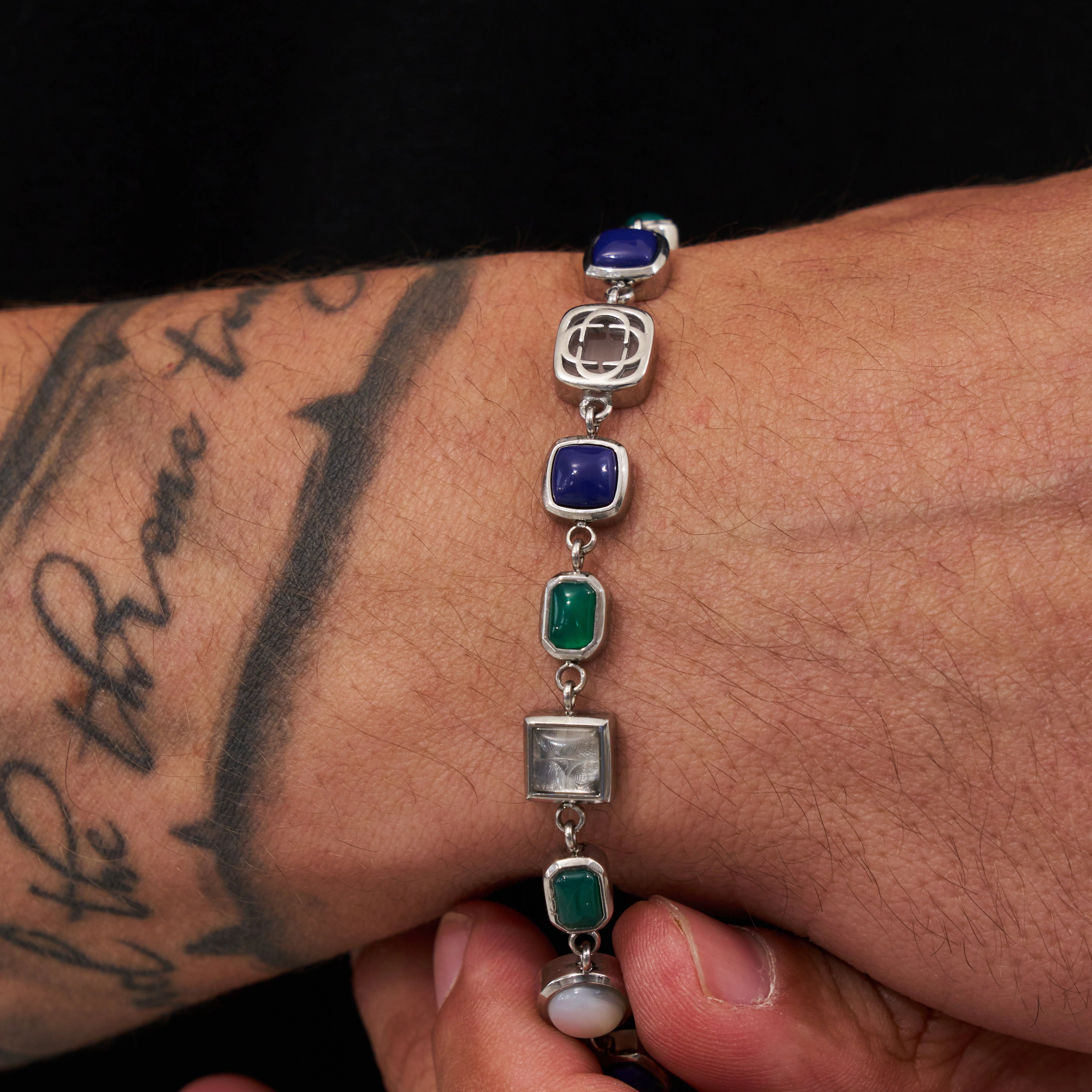 Blue Crystal Gemstone Bracelet (Silver) - Image 4