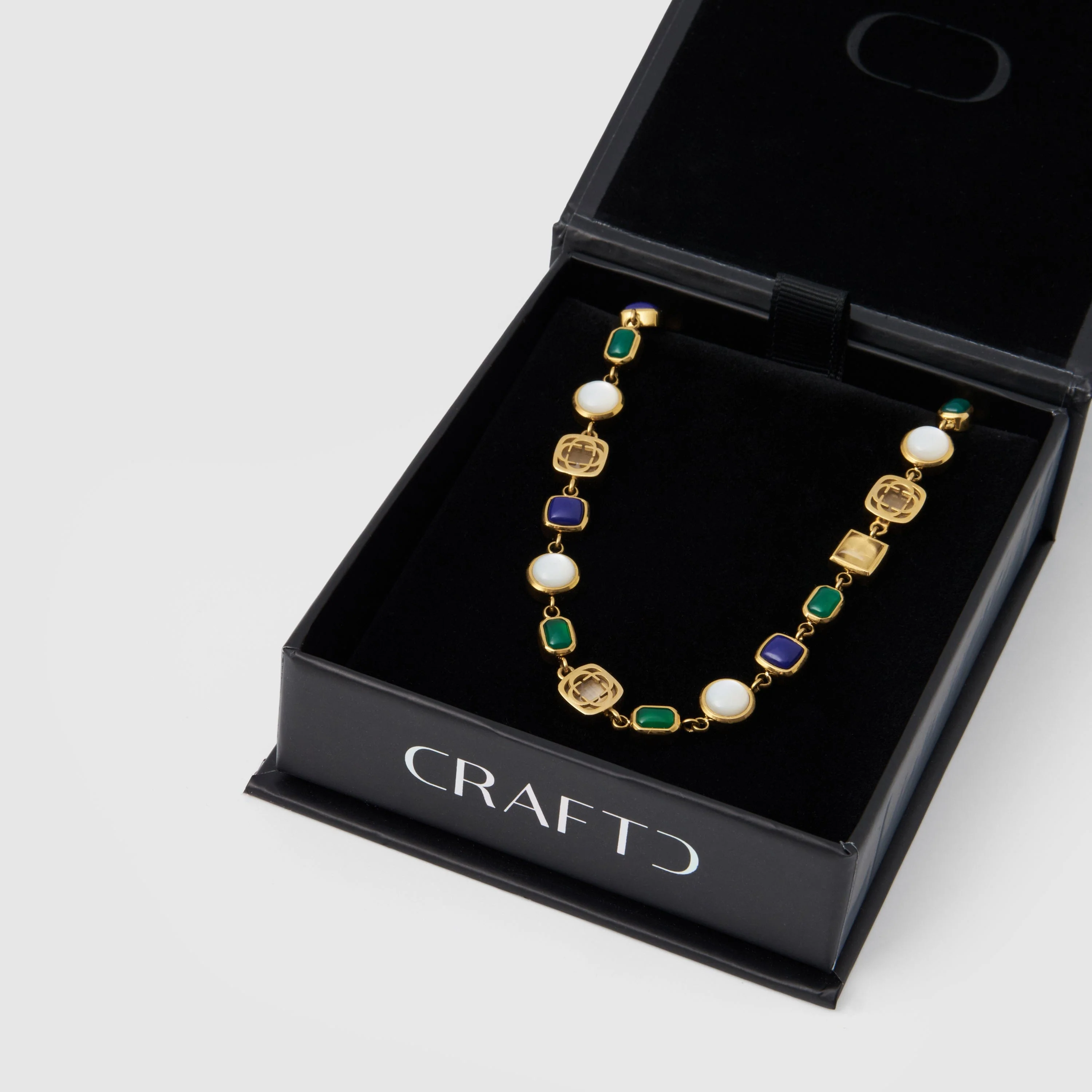 Blue Crystal Gemstone Necklace (Gold) - Image 6