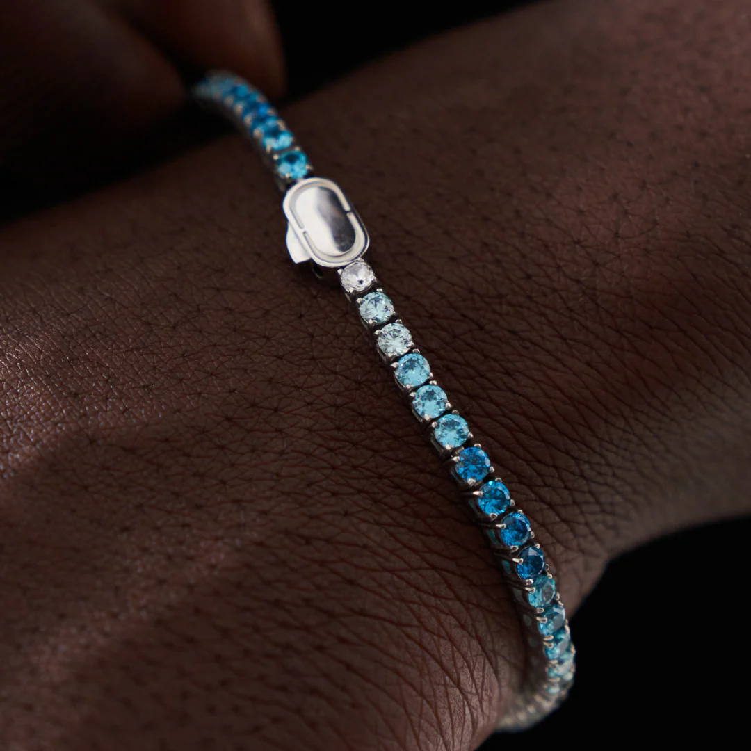 Blue Tennis Bracelet (Silver) 3mm - Image 3