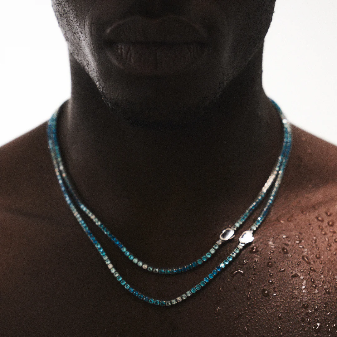Blue Tennis Chain (Silver) 3mm - Image 6