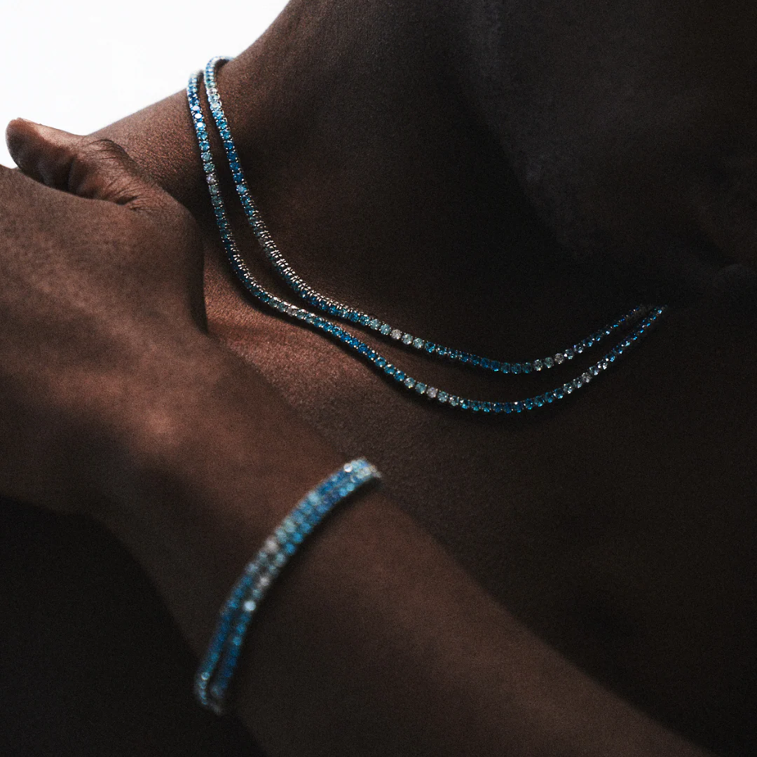 Blue Tennis Chain (Silver) 3mm - Image 7