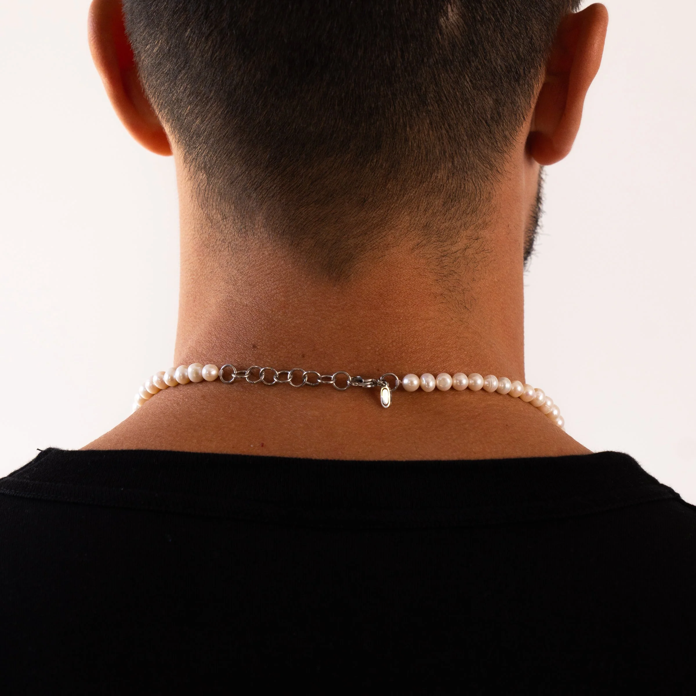 Crucifix Real Pearl Necklace (Silver) - Image 6