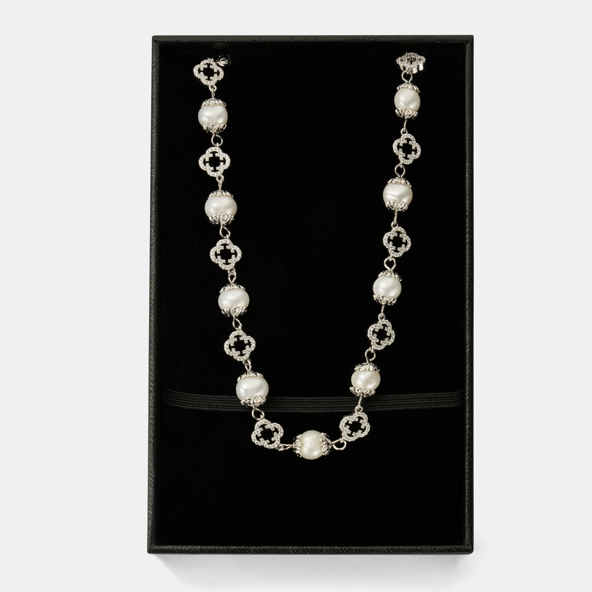 Filigree Real Pearl Necklace (Silver) - Image 9