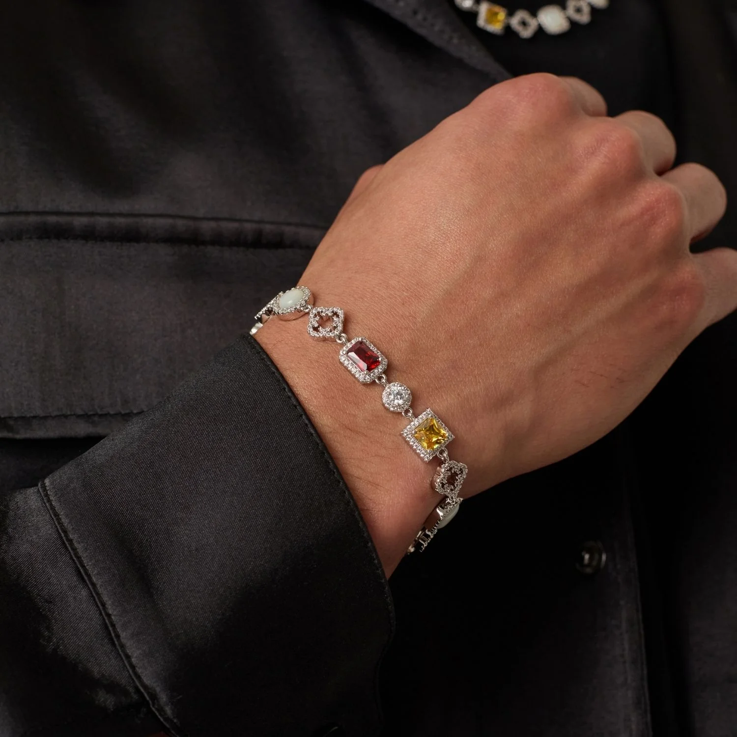 Iced Gemstone Bracelet (Silver) - Image 5