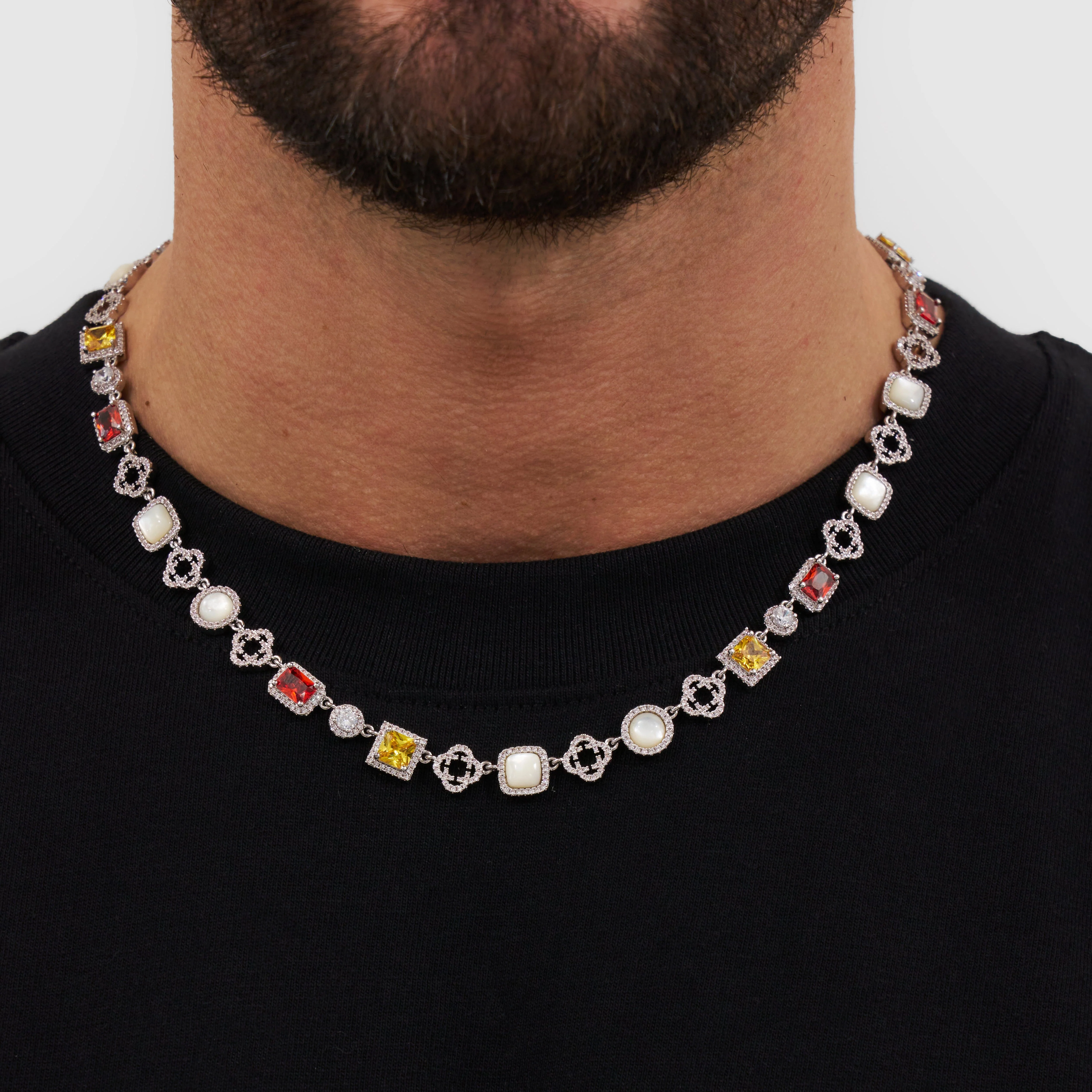 Iced Gemstone Necklace (Silver) - Image 2
