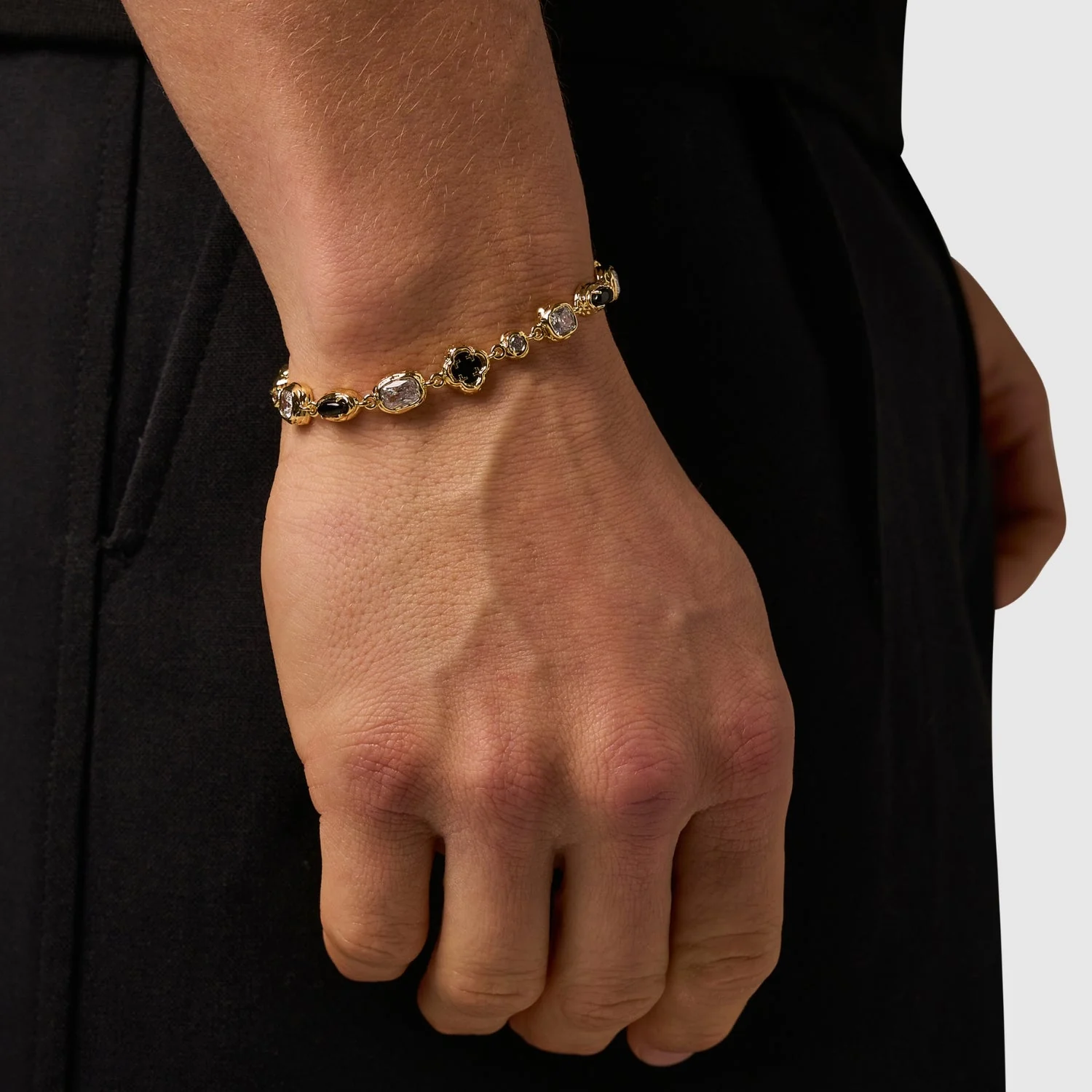 Melted Onyx Gemstone Bracelet (Gold) - Image 2