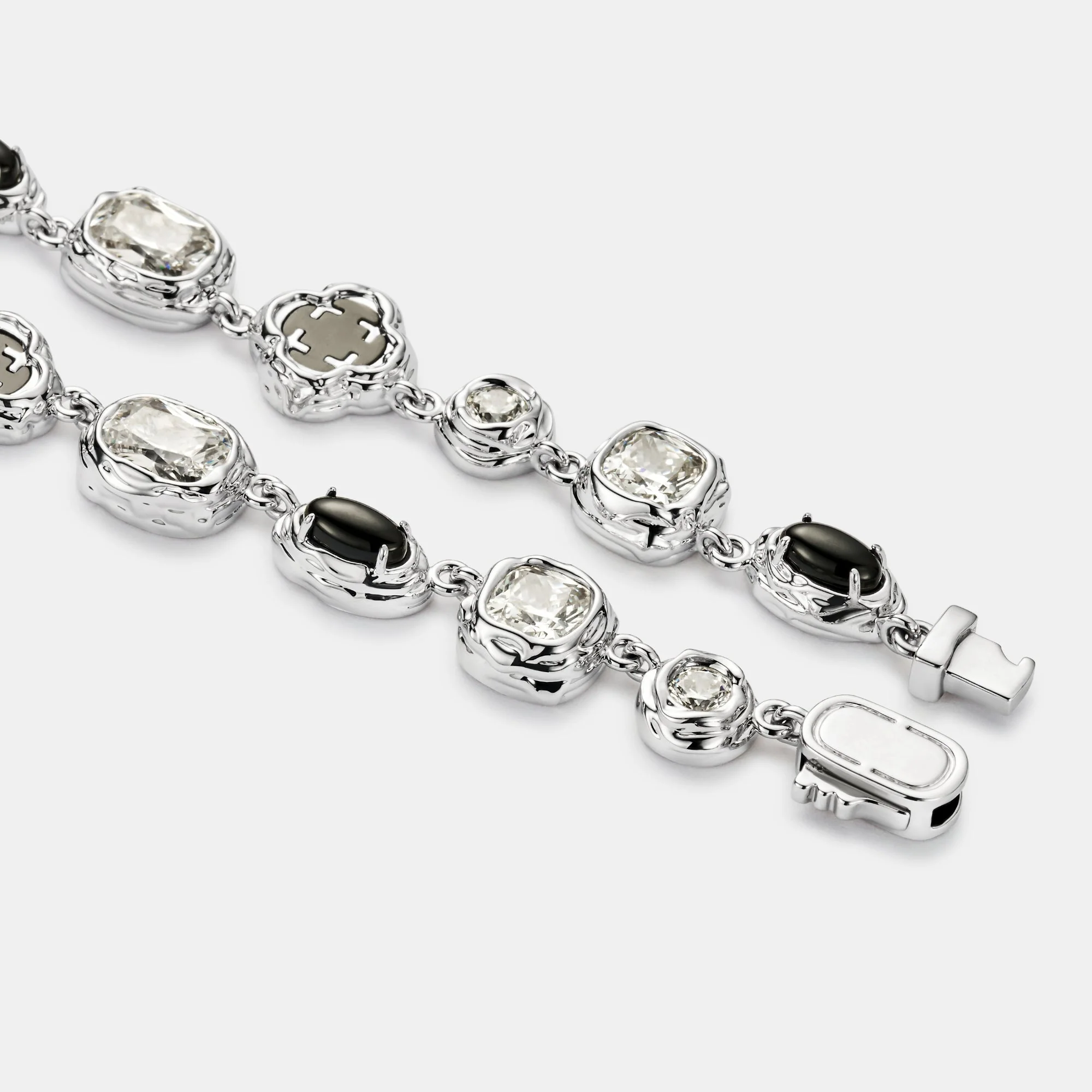 Melted Onyx Gemstone Bracelet (Silver) - Image 5