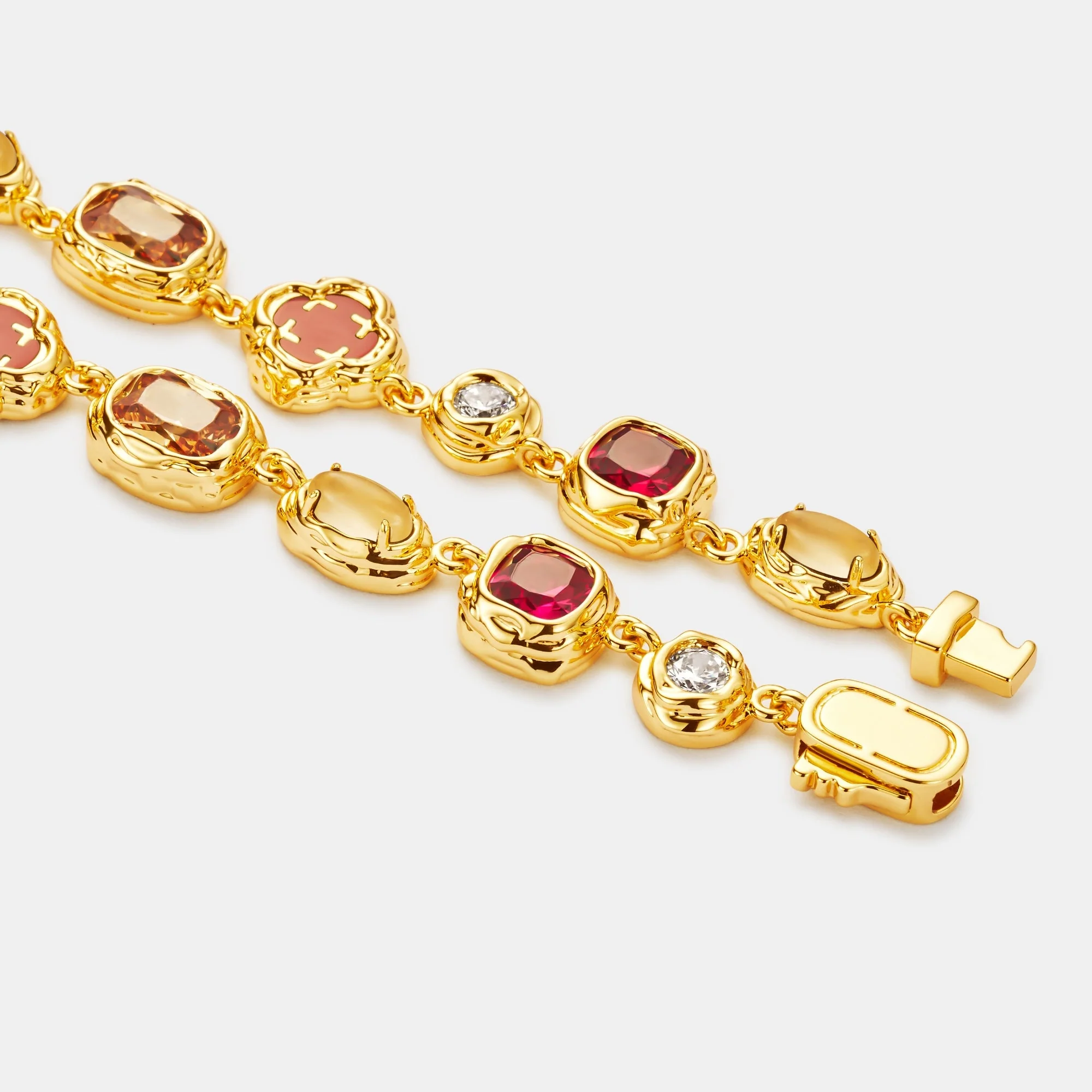 Melted Ruby Gemstone Necklace (Gold) - Image 5