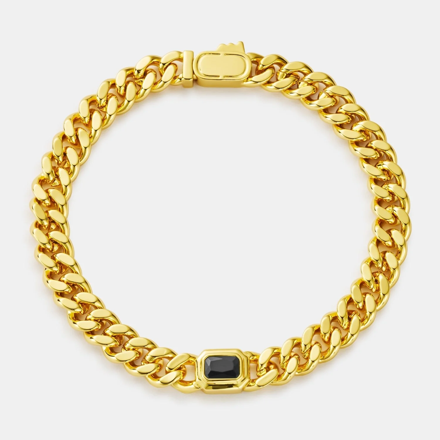 Onyx Cuban Bracelet (Gold) 6mm - Image 4