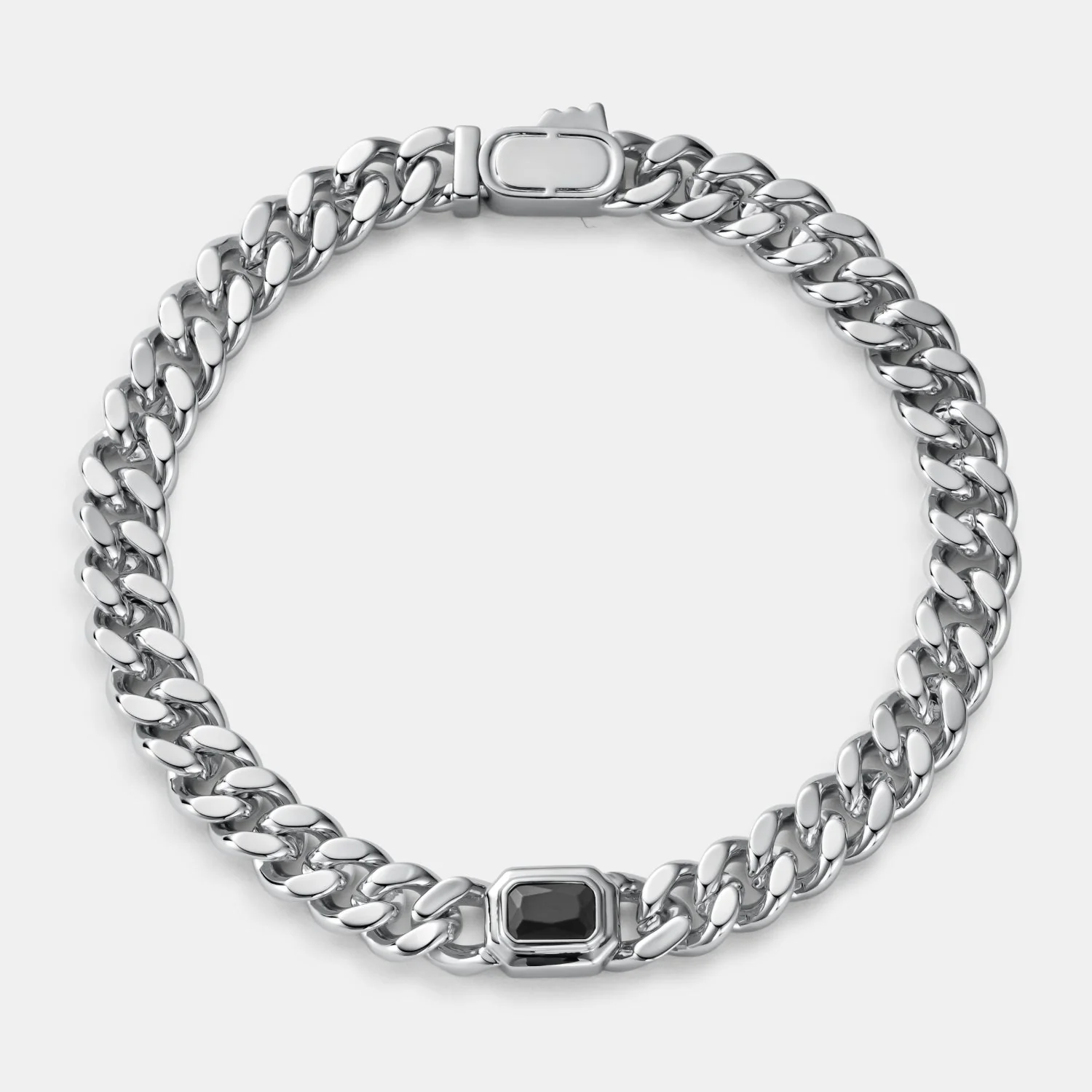 Onyx Cuban Bracelet (Silver) 6mm - Image 4