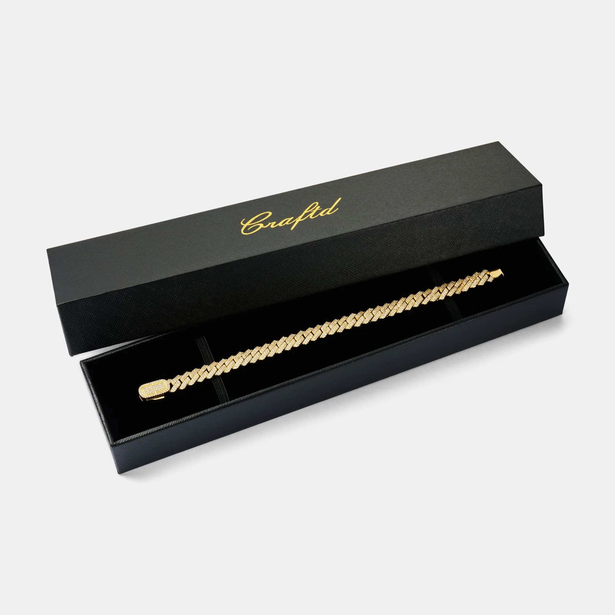 Prong Link Iced Cuban Bracelet (Gold) 8mm - Image 5