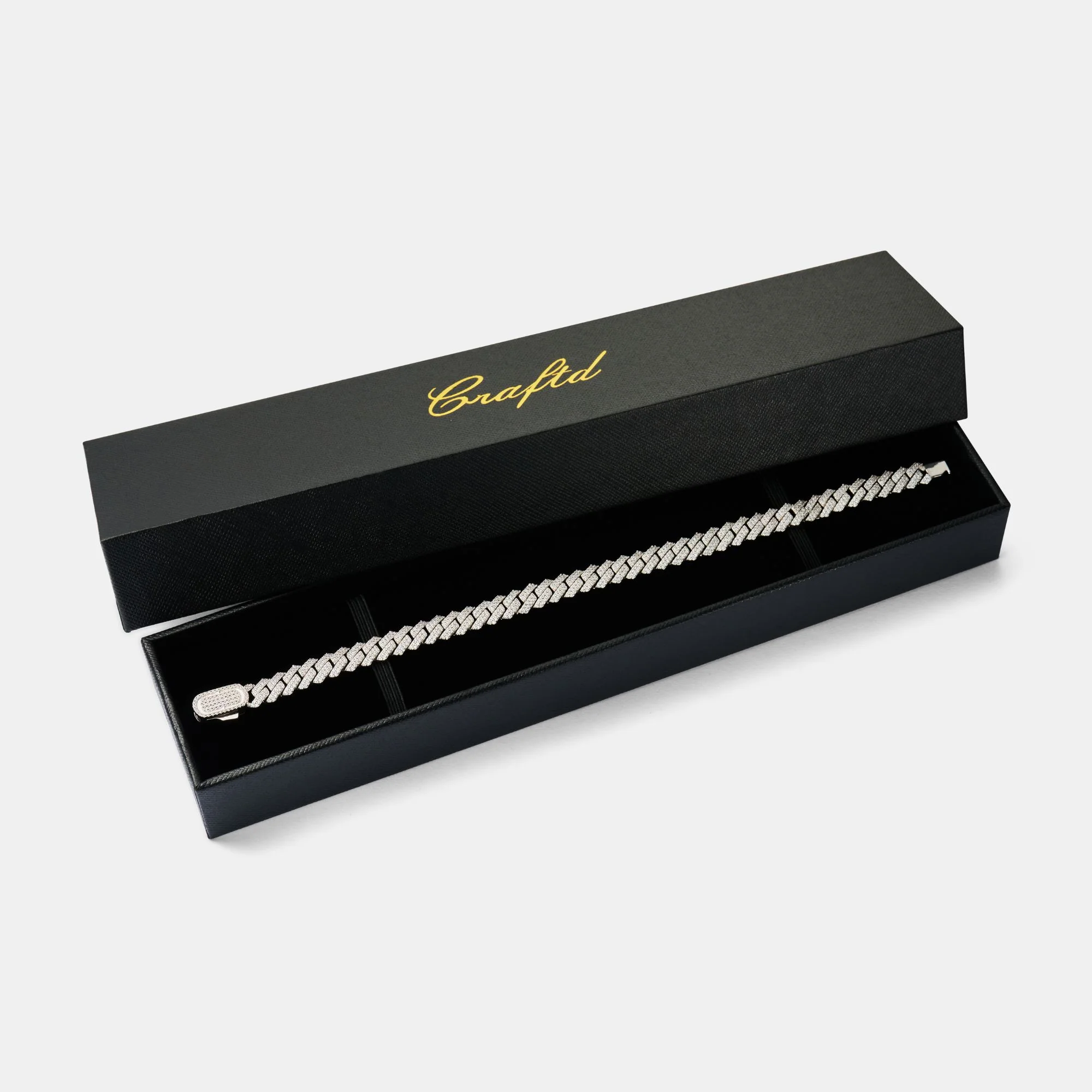 Prong Link Iced Cuban Bracelet (Silver) 8mm - Image 6