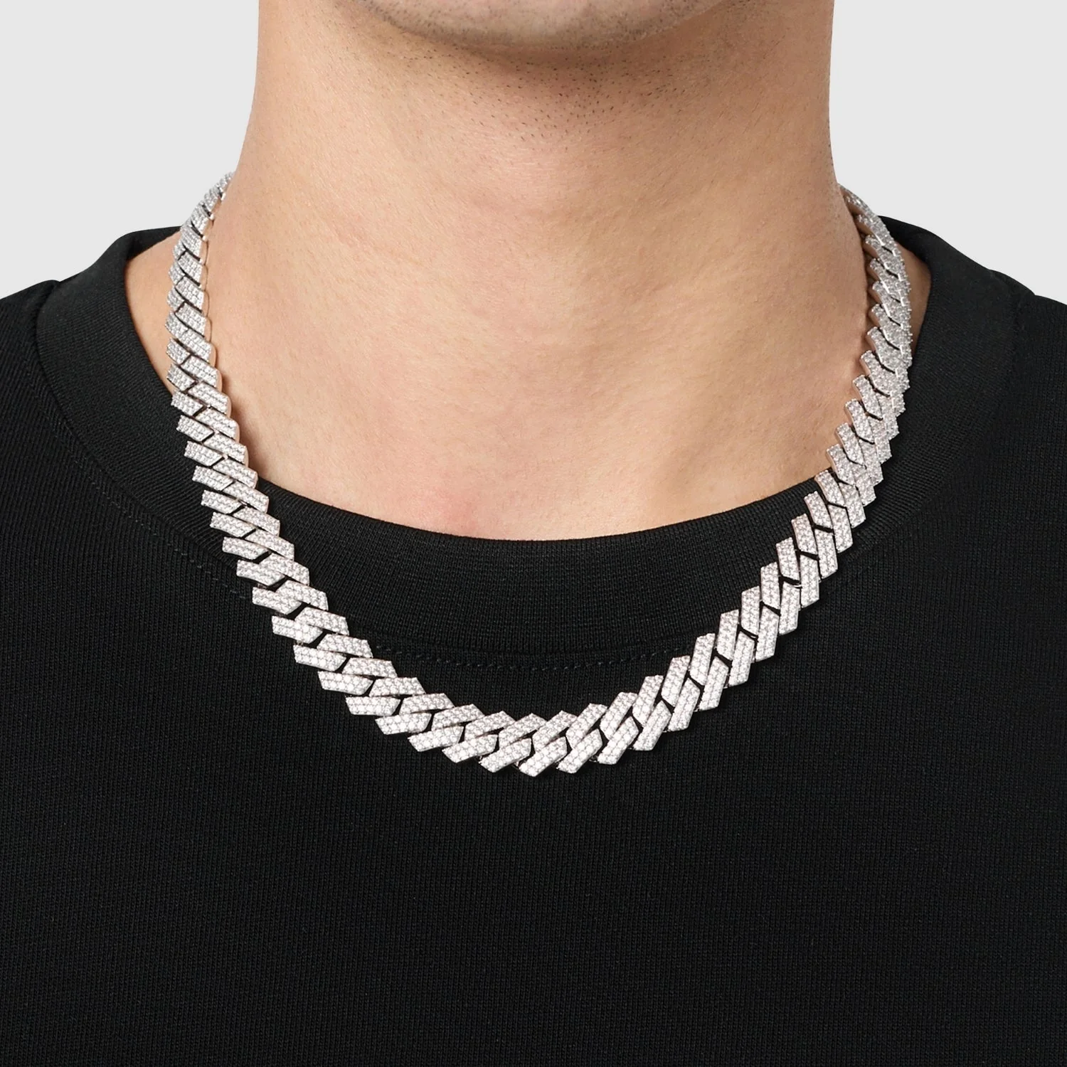 Prong Link Iced Cuban (Silver) 12mm - Image 2