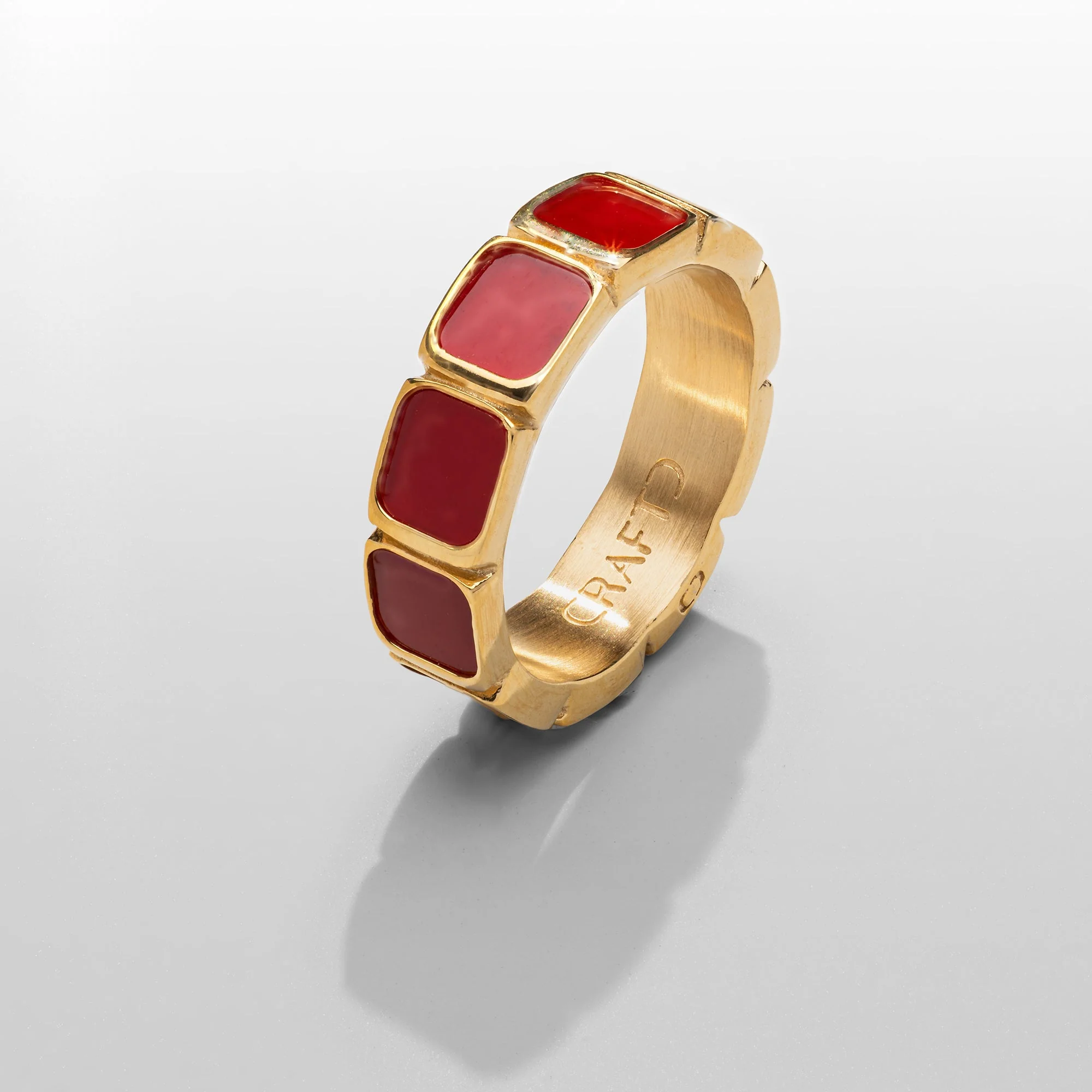 Red Stone Band Ring (Gold) - Image 4