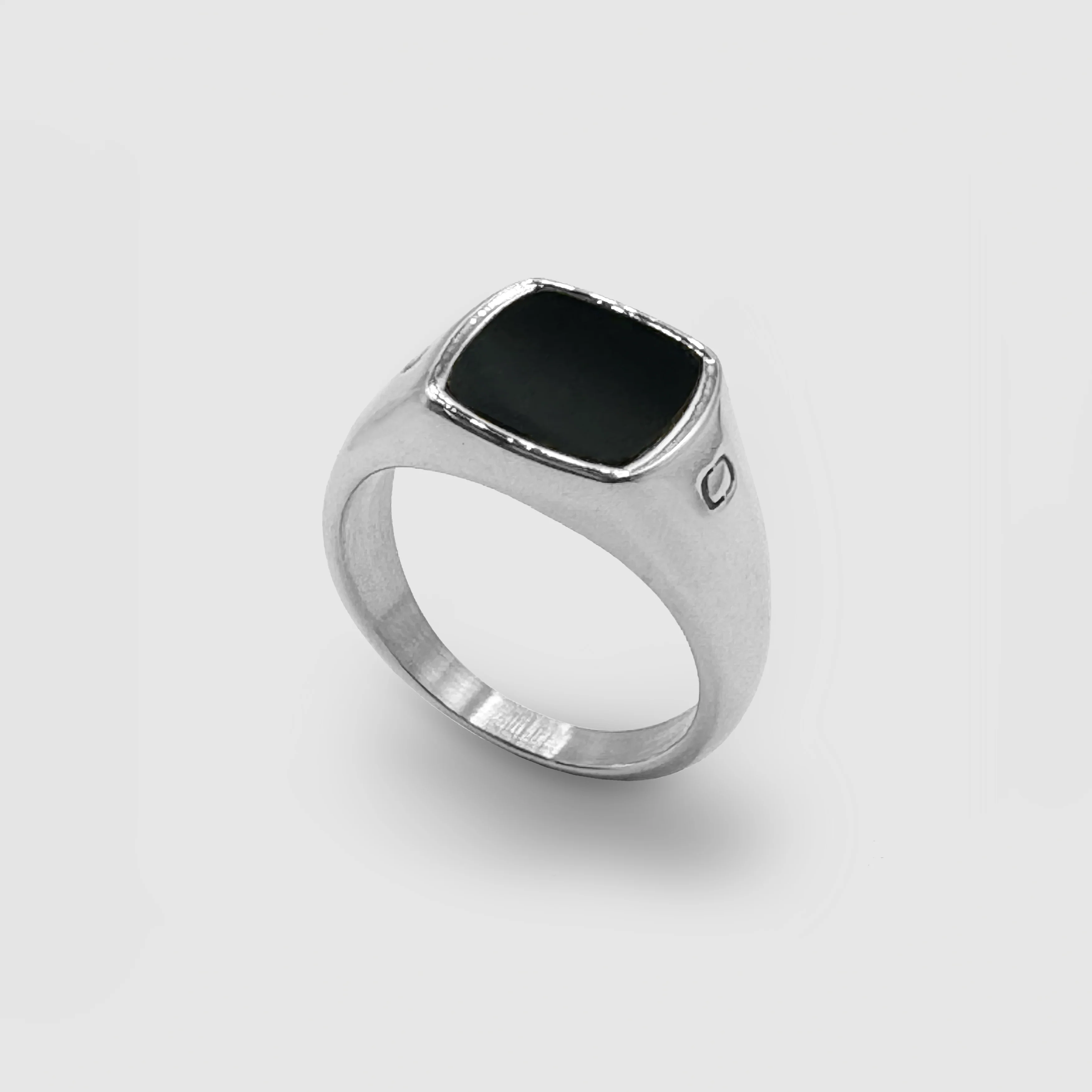 Onyx Squared Stone Signet Ring (Silver) - Image 4