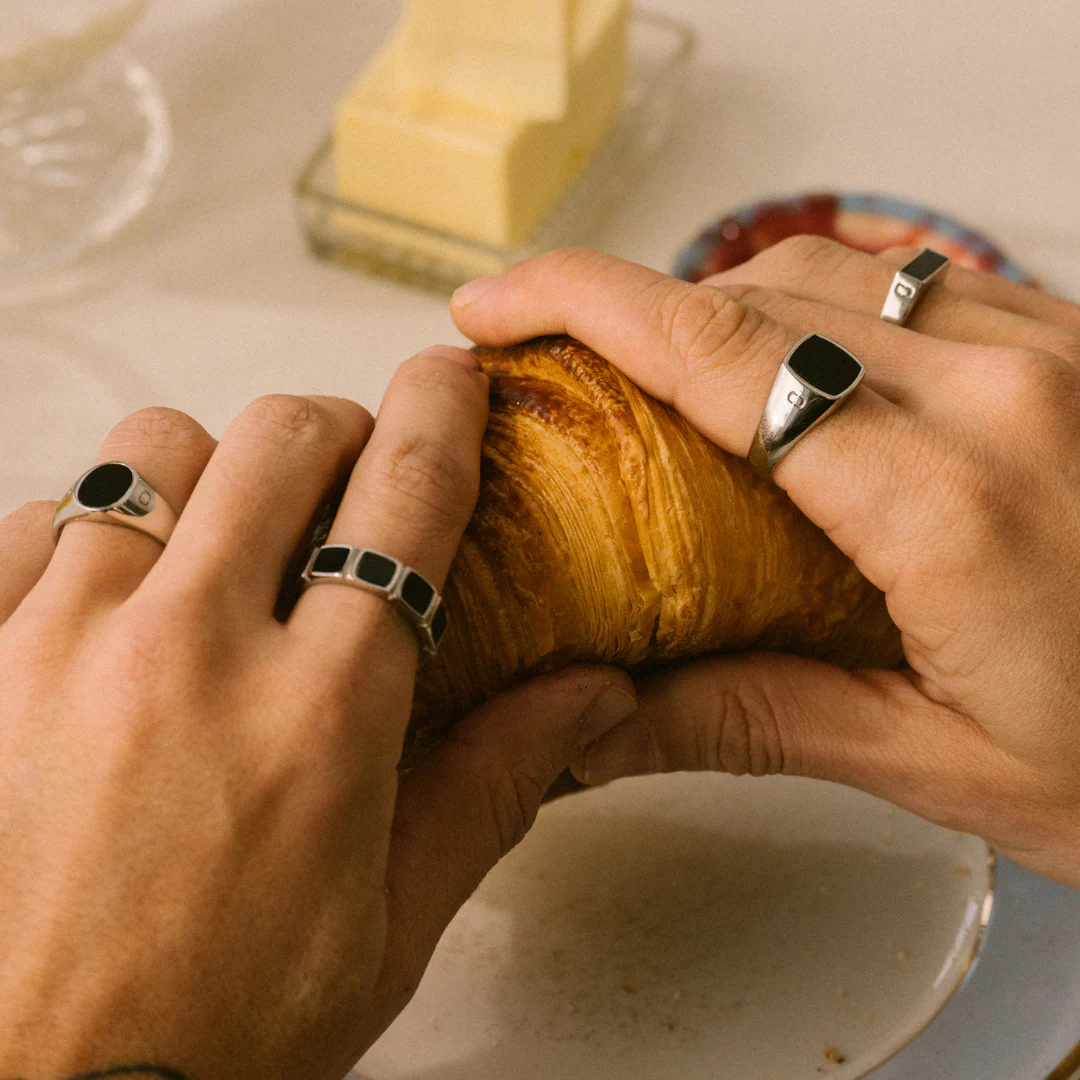 Onyx Squared Stone Signet Ring (Silver) - Image 6