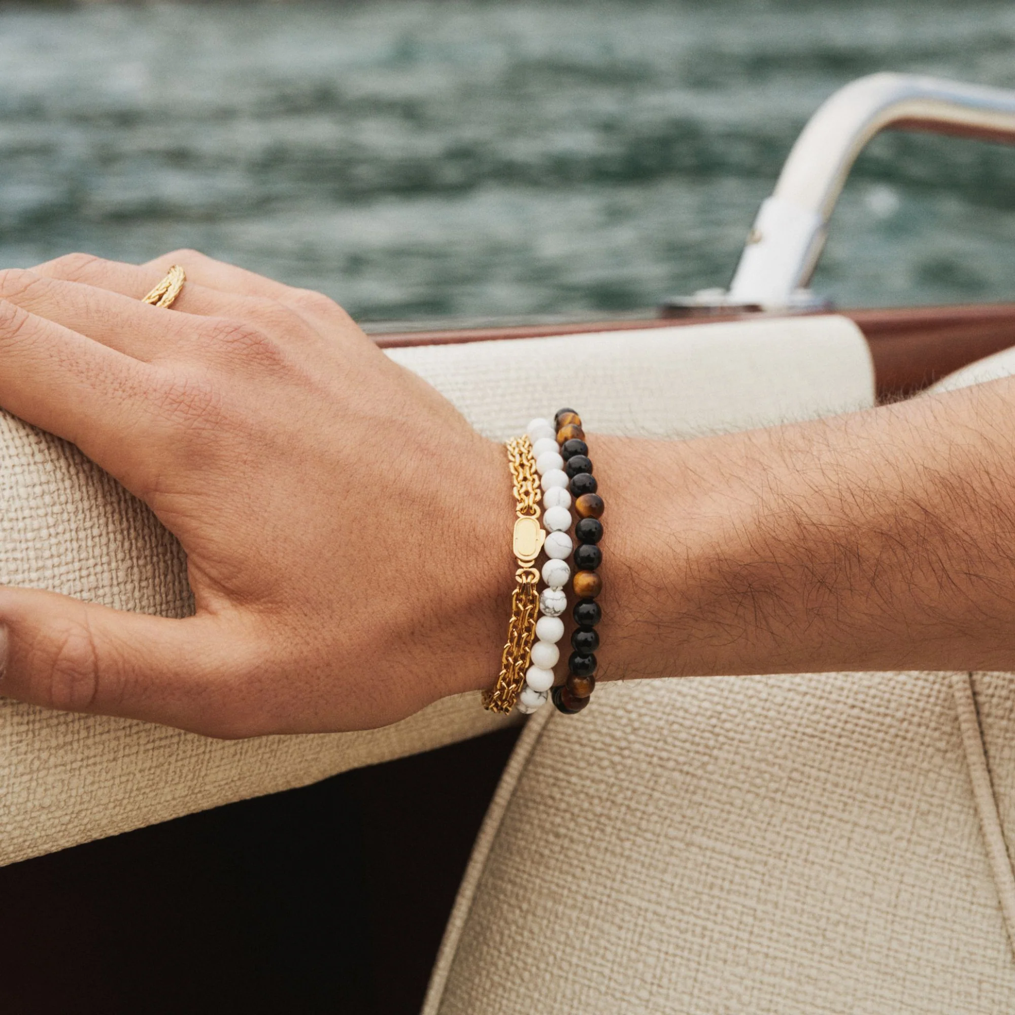 Tiger's Eye Obsidian Bead Bracelet - Image 4