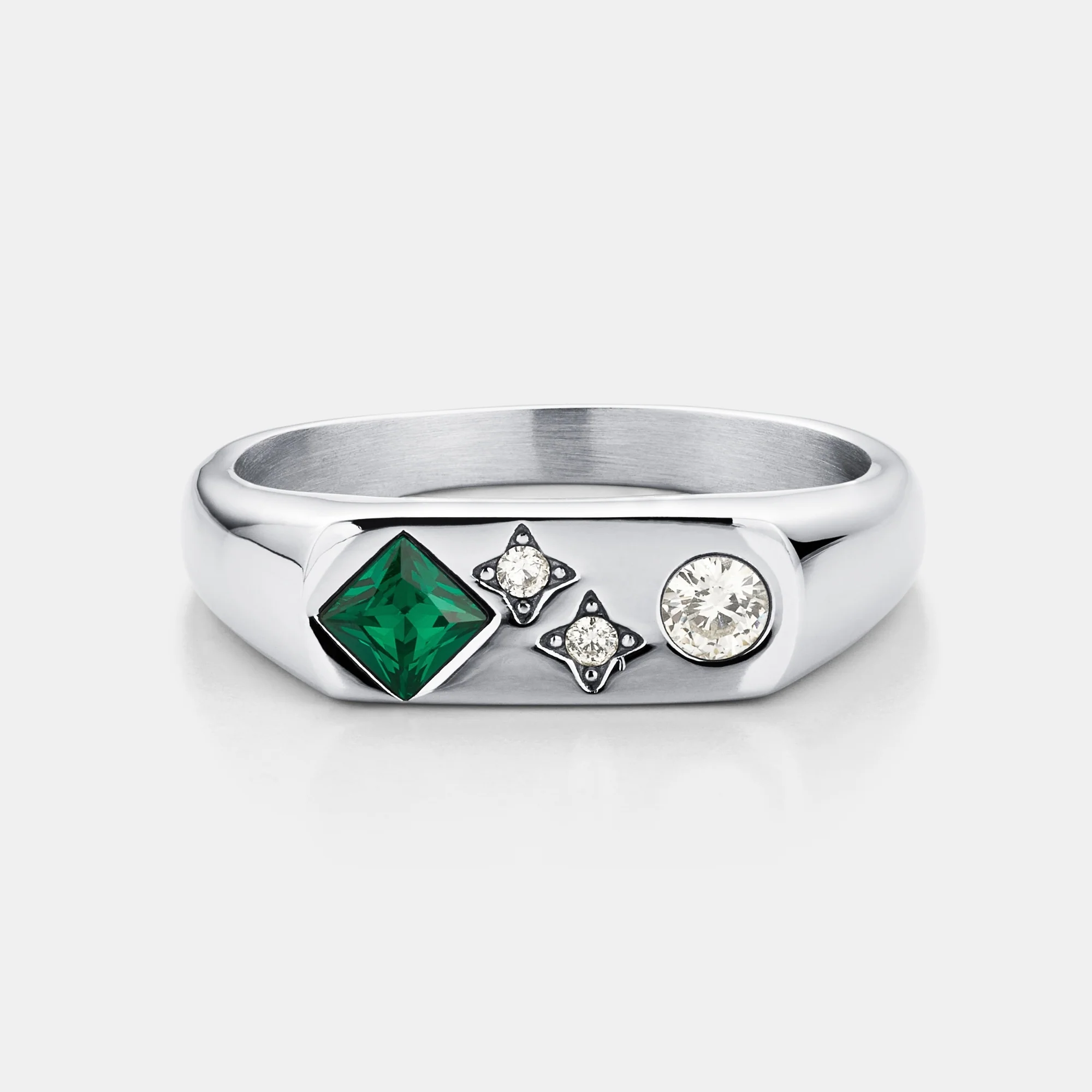Vintage Stone Signet Ring (Silver)