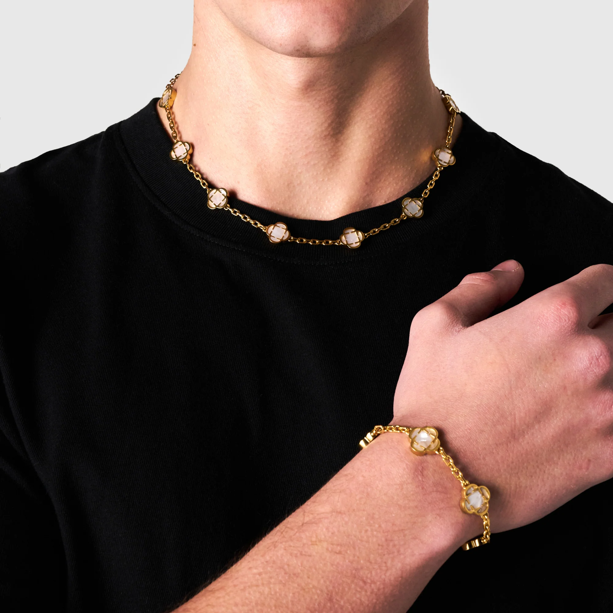 White Clover Stone Necklace (Gold) - Image 5
