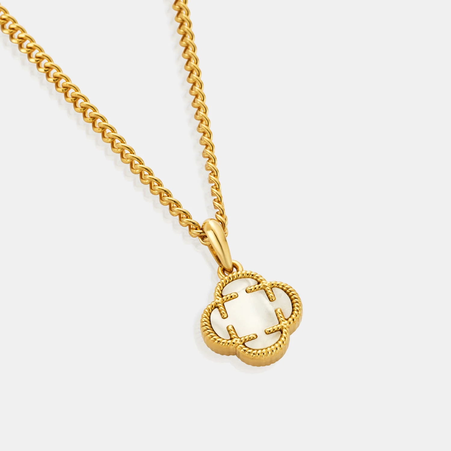 White Clover Stone Pendant (Gold) - Image 4