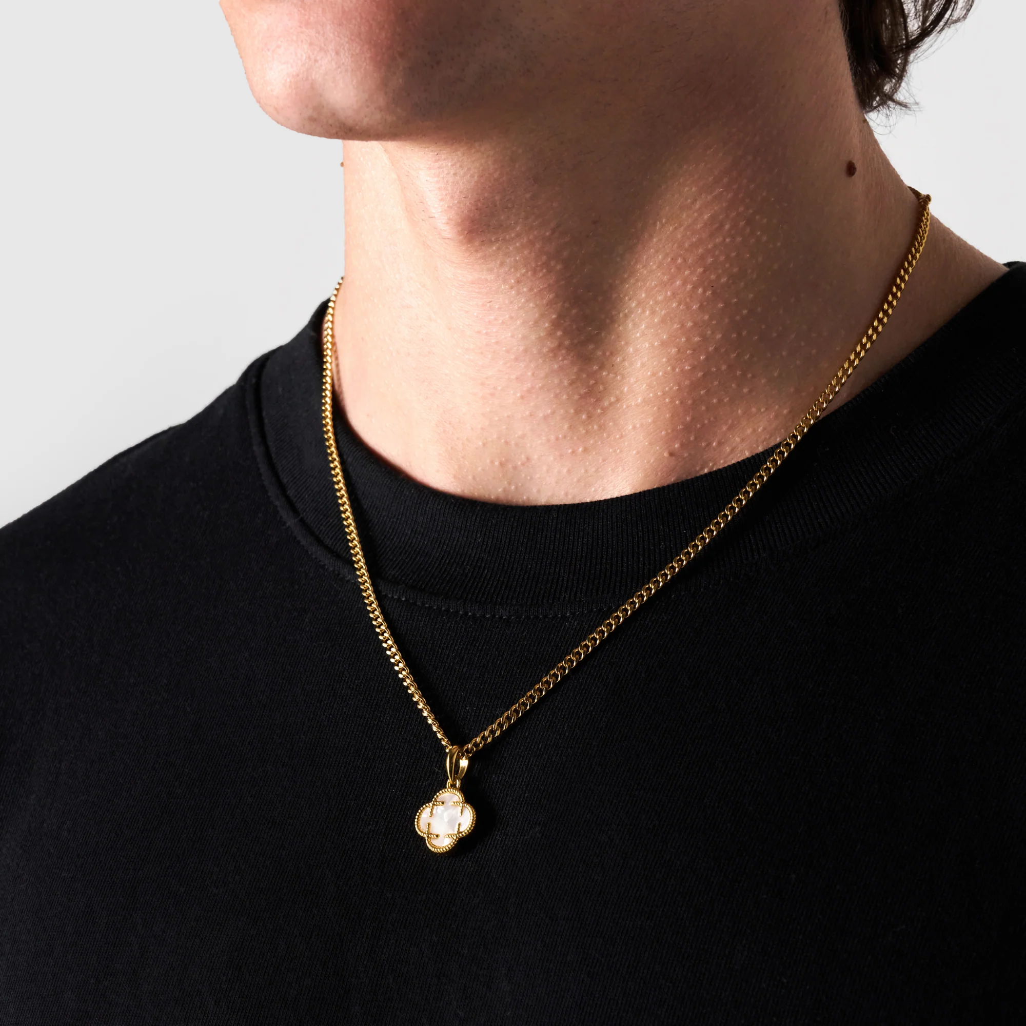 White Clover Stone Pendant (Gold) - Image 6