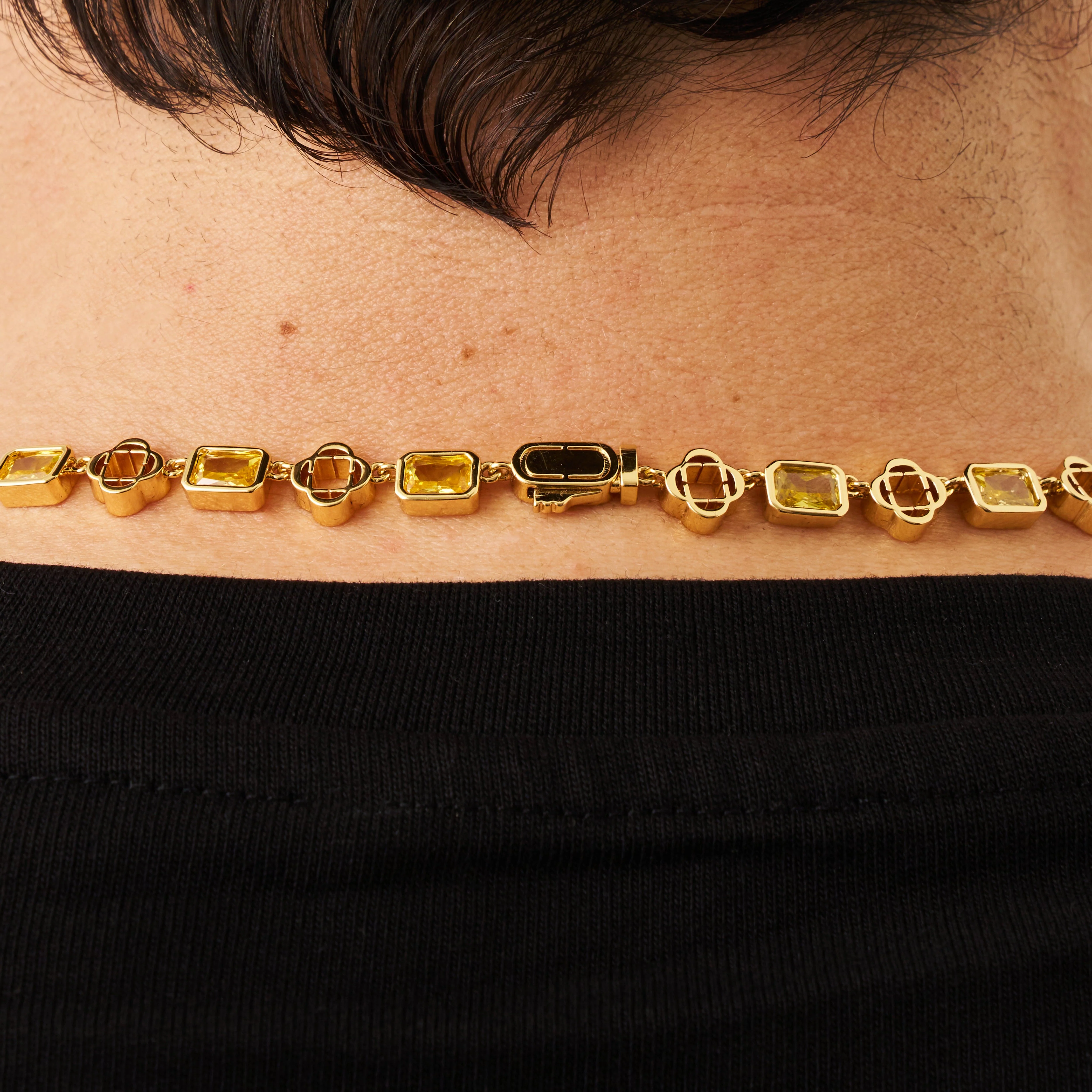 Yellow Gemstone Clover Necklace (Gold) - Image 5